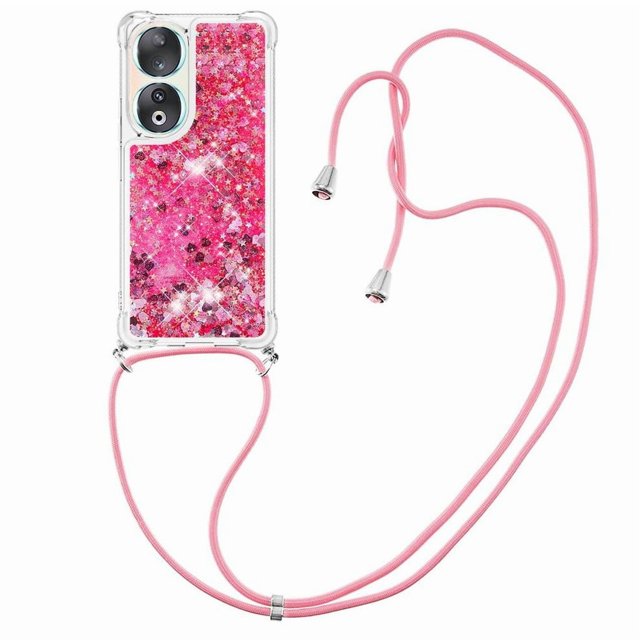 Funda FOXDOCK para Honor 90 con Cuerda Ajustable, Brillo Líquido, Protección Antigolpes y Lente – Ideal para Regalo