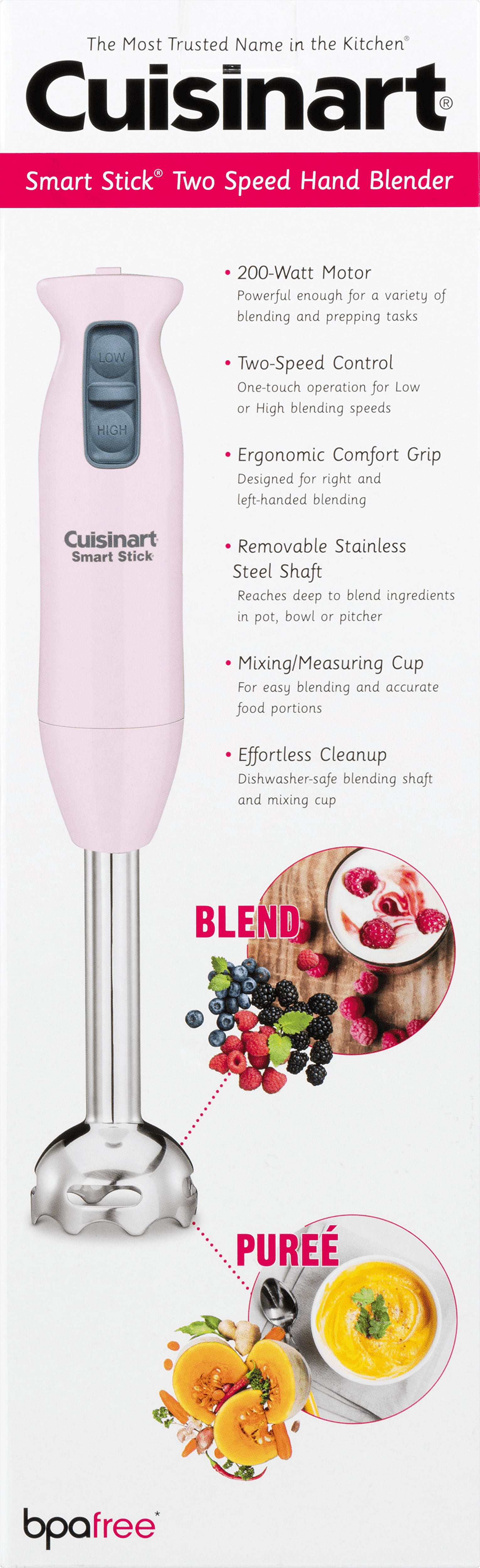 Cuisinart CSB-75PK Pink 200-Watt Smart Stick Hand Blender - Bed
