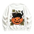 thumbnail image 4 of ZHOGXU Toddler Boys Girls Halloween Pullover Pumpkin Black Cat Print Crewneck Sweatshirts Kids Outerwear Tops School Wear,White,3-4 Years, 4 of 5