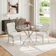 thumbnail image 5 of Round Table Set for 2, 36" Tempered Glass Gold Legs Dining Table with Dining Chairs for Dining Room, Kitchen, Meeting Room, 5 of 8