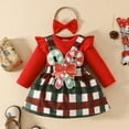 thumbnail image 2 of Romper Girls Christmas Long Sleeve Ribbed Romper Bodysuit Xmas Plaid Suspender Skirts Outfits Red, 6-9 Months, 2 of 8
