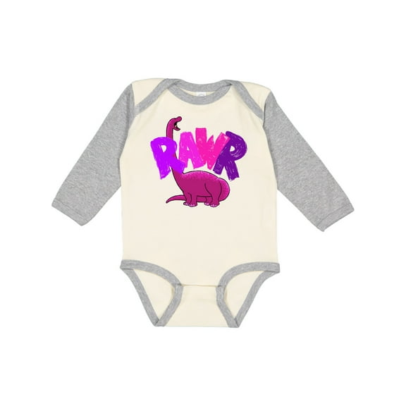 Inktastic Lil' Purple Bronto Rawr Boys or Girls Long Sleeve Baby Bodysuit