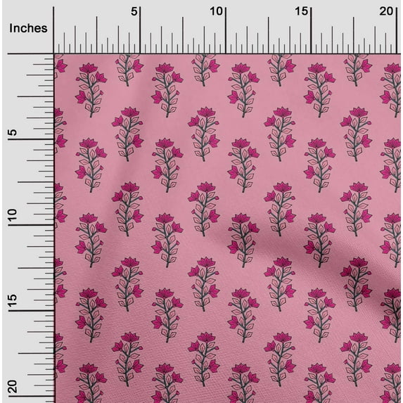 oneOone Cotton Poplin Fabric Leaves & Floral Block Fabric Prints By Yard 42 Inch Wide