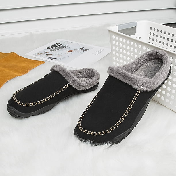 Zapatos Pantuflas de algodón cálidas de invierno para hombre, pantuflas antideslizantes de felpa para interiores (negro 46) Ehuebsd Tenis De Mujer Tenis De Hombre