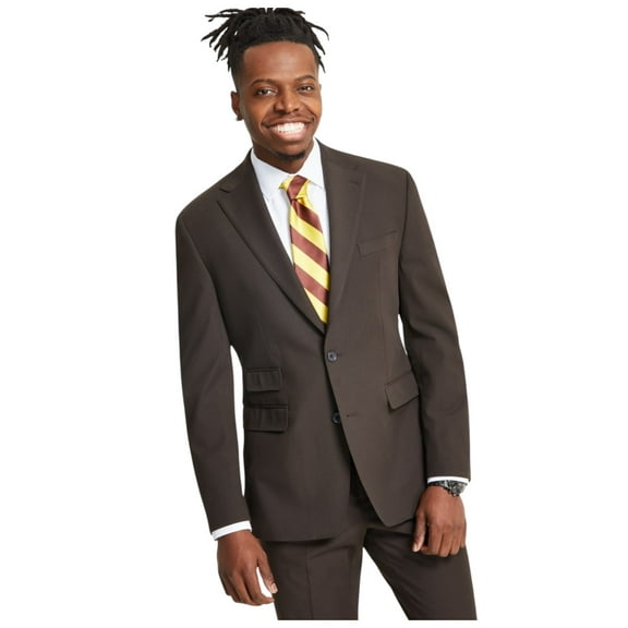 Tayion Mens Classic fit Suit Jacket Blazer 42 R Brown Solid Stretch