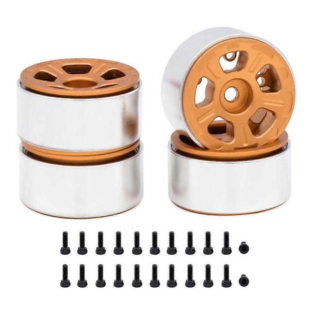 4PCS 1.0in Metal Wheel Rims for 1/24 1/18 RC Crawler Car Axial SCX24 AX24 FCX24 Enduro24 TRX4M,Wide 5-Spokes