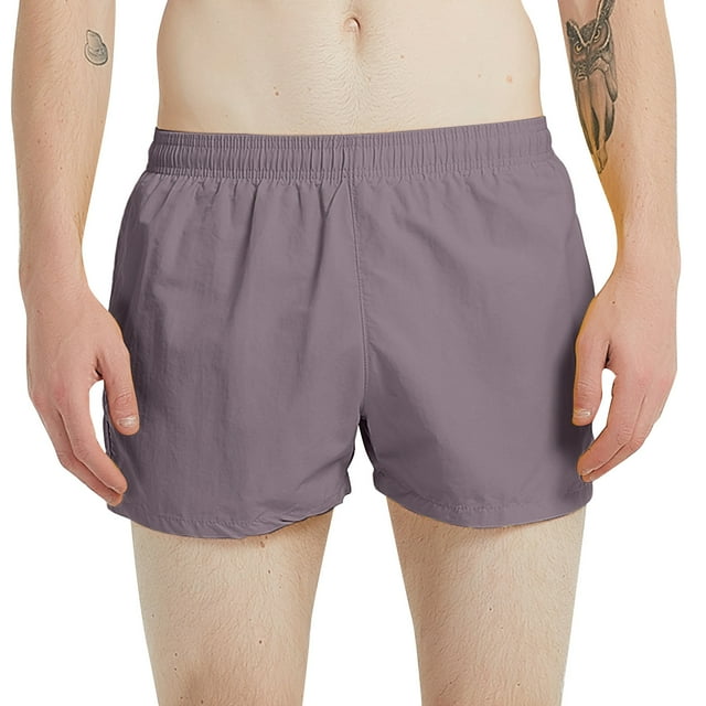 Aayomet Swimming Trunks for Men Solid Color Quick Drying Pant Plus Size Lace Up Seaside Holiday Shorts Beach Pants (Gray, S)