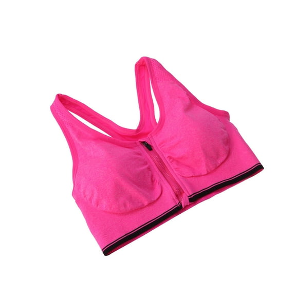 LIFKOME Front Zipper Sports Underwear Shockproof Running Fitness Sports Vest Yoga Bra for Workout - Size (Rosy)