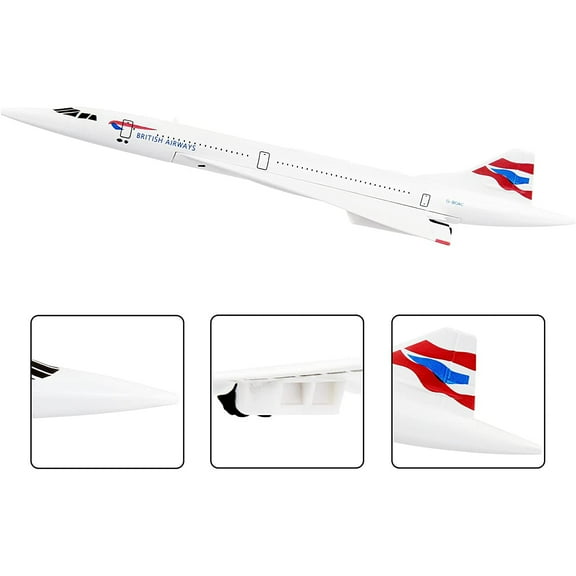JIAHAOO Beautiful Design British F-BVFB Concorde Aircraft Model for Display in Living Room, Bar, or Office