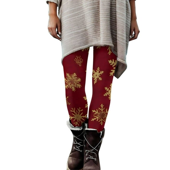 purcolt Christmas Leggings for Women Snowflake Prined Buttery Soft Tummy Control Workout Gym Yoga Pants Xmas Holiday Leggings Gifts for Ladies