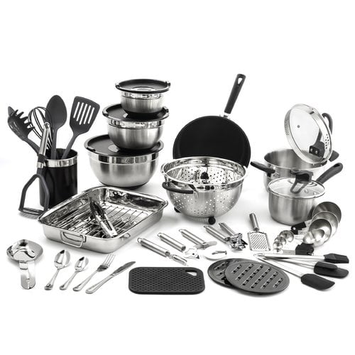 58 pc. "Kitchen in a Box" Stainless Steel Cookware Set