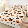 thumbnail image 4 of Manfei Spooky Print Halloween Bed Sheets,Cartoon Black Cat Full Size Sheets,4 Pieces,1 Flat Sheet,1 Fitted Sheet and 2 Pillowcases, 4 of 6