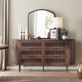 thumbnail image 3 of FITUEYES 63" Wide 6-Drawer Chest, Fluted Panel Wood Storage Organizer for Bedroom, Curve Edge, Walnut, 3 of 7