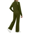 thumbnail image 5 of VBVC Women's 2 Piece Side Stripes Set,Ladies Crew Neck Top and Sweatpants,Lightweight Matching Outfit For Women,Army Green,Size M, 5 of 7