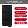 thumbnail image 5 of Flip Drawer Shoe Cabinet, Storage Organizer, Freestanding Shoe Rack, Wall Mounted No-Assembly (Black, 3 Drawer), 5 of 8