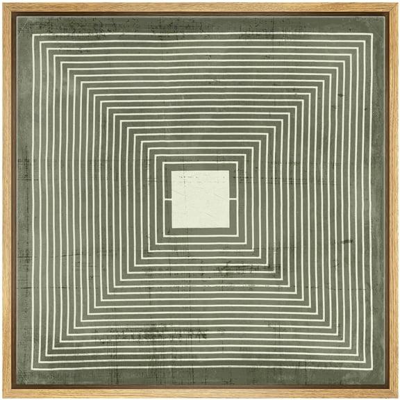 IDEA4WALL Framed Canvas Print Wall Art Square Maze Abstract Geometric Pattern Illustrations Modern Art Wall Decorative Artwork Relax/Calm Comtenporary for Rooms - 24"x24" NATURAL