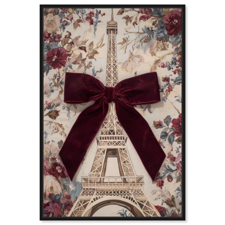 Delicate Eiffel Tower Canvas Print Glam Wall Art by Art Remedy, Black Frame, 10 x 15