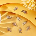 thumbnail image 4 of 12Pcs/Box 3 Style Cubic Zirconia Sunflower Charms 18K Gold Plated Brass Flower Charms with Jump Ring for DIY DIY Jewelry Earrings Necklace Bracelet Making Finding, 4 of 9