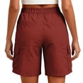 thumbnail image 4 of Aoiroe Women's Lightweight Mid Rise Hiking Shorts Stretch for Athletic Summer Travel Outdoor Golf with Pockets Red XL, 4 of 6