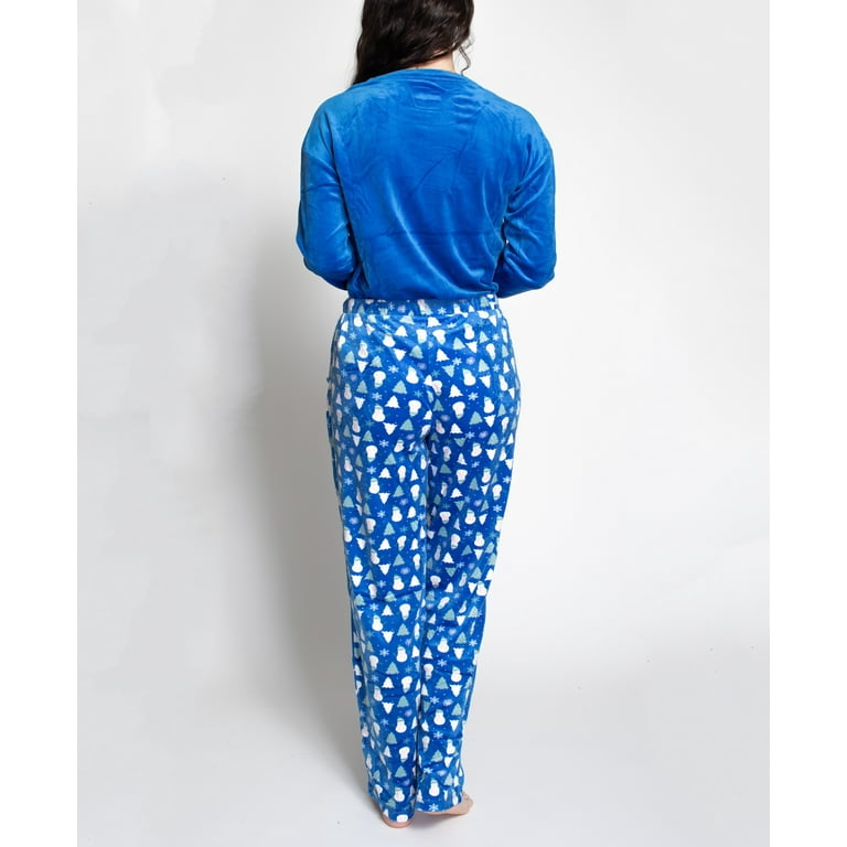 Muk Luks Women s Silky Velour Pajama Set Cobalt Snow Day P XL