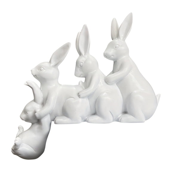 Moonsky Four Bunny Statues, Resin Rabbit Figurine Collection, Perfect for Creating an Easter Scene, Mantle Display & Gift Set White 1PC