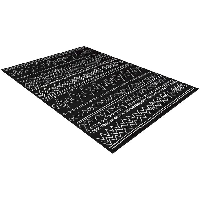 HR Southwestern Rug for Living Room Antiqued Trellis Black and White