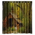 thumbnail image 1 of ABPHQTO Casa en el bosque Cortina de ducha de poliéster impermeable y ganchos 160x180 cm, 1 of 1