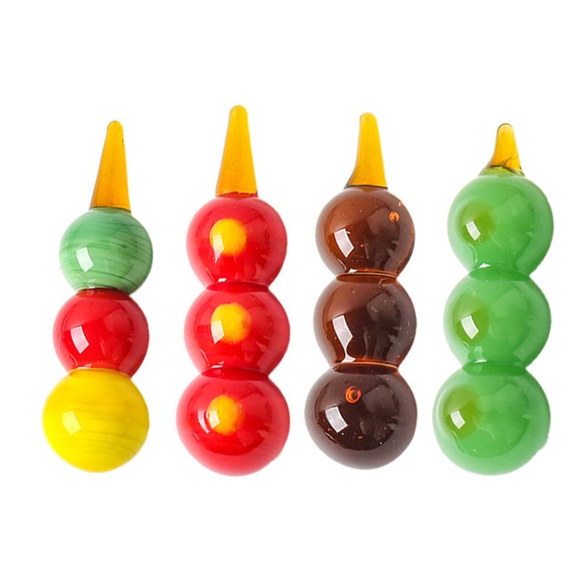4 Uds. Mini tomates hechos a mano en palos adornos de vidrio soplado a mano estatuilla en miniatura para regalos de decoración de escritorio