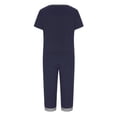 thumbnail image 6 of Women's Two Piece Pajama Sets, Lightweight Breathable Relaxed Cut, V-Neck Short Sleeve Top Matches Capri Length Pants, Comfortable Pajama Party Lounge | TruHer,Dark Blue M, 6 of 7