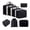 Black, variant on 8 Piece Packing Cubes for Luggage, Black Striped Travel Organizers Set with Handles, Lightweight Polyester Suitcase Accessories for Clothes and Toiletries