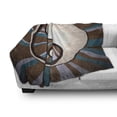 thumbnail image 3 of Ying Yang Soft Flannel Fleece Throw Blanket, Grungy Retro Striped Sunburst Pattern Hippie Style Culture Boho Print, Cozy Plush for Indoor and Outdoor Use, 60" x 80", Brown White Blue, by Ambesonne, 3 of 6