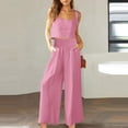 thumbnail image 6 of Cotton Linen Sets for Women Sleeveless Square Neck 2 Piece Outfits Summer Casual Beach Vacation Wide Leg Pants Sets, 6 of 6