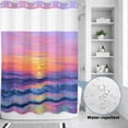 thumbnail image 3 of No Hook Shower Curtain, Coastal Shower Curtains for Bathroom with See Through Top Window, Dreamy Abstract Sunset Sky Reflection Waterproof & Washable Bath Curtain Extra Long 72"x96", 3 of 9