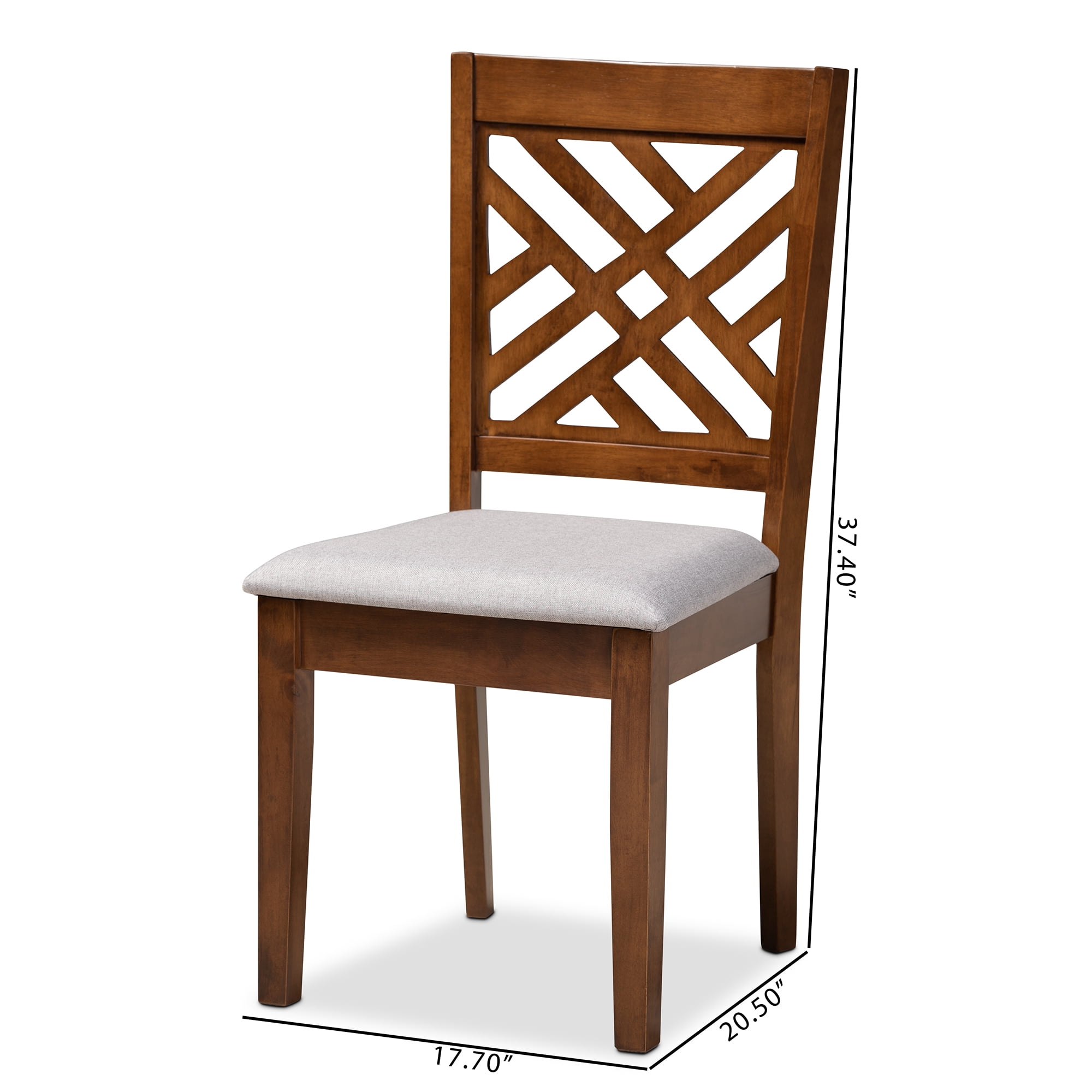 Baxton Studio Caron Modern and Contemporary Grey Fabric Upholstered Walnut Brown Finished 4-Piece Wood Dining Chair Set