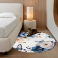 thumbnail image 2 of Round Rug 4Ft Washable Non-Slip, Vintage Blue Floral Circle Area Rugs for Living Room Bedroom, Farmhouse Watercolor Flower Butterflies Indoor Floor Mats Carpet Runner for Home Decor Aesthetic, 2 of 8