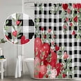 thumbnail image 4 of Love Heart Valentines Day Shower Curtain Set - Standard 72" x 72" Washable Bathtub Curtain with 12 Hooks, Botanical Eucalyptus Red Black Plaid Waterproof Fabric Shower Curtains for Bathroom/Bathtub, 4 of 6