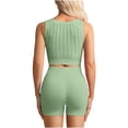 thumbnail image 4 of PNTUTB Women's Solid-Color Sports Set,High-Elasticity High-Waisted Shorts and Breathable Comfortable Sports Bra—Casual Openwork Two-Piece Set, 4 of 5