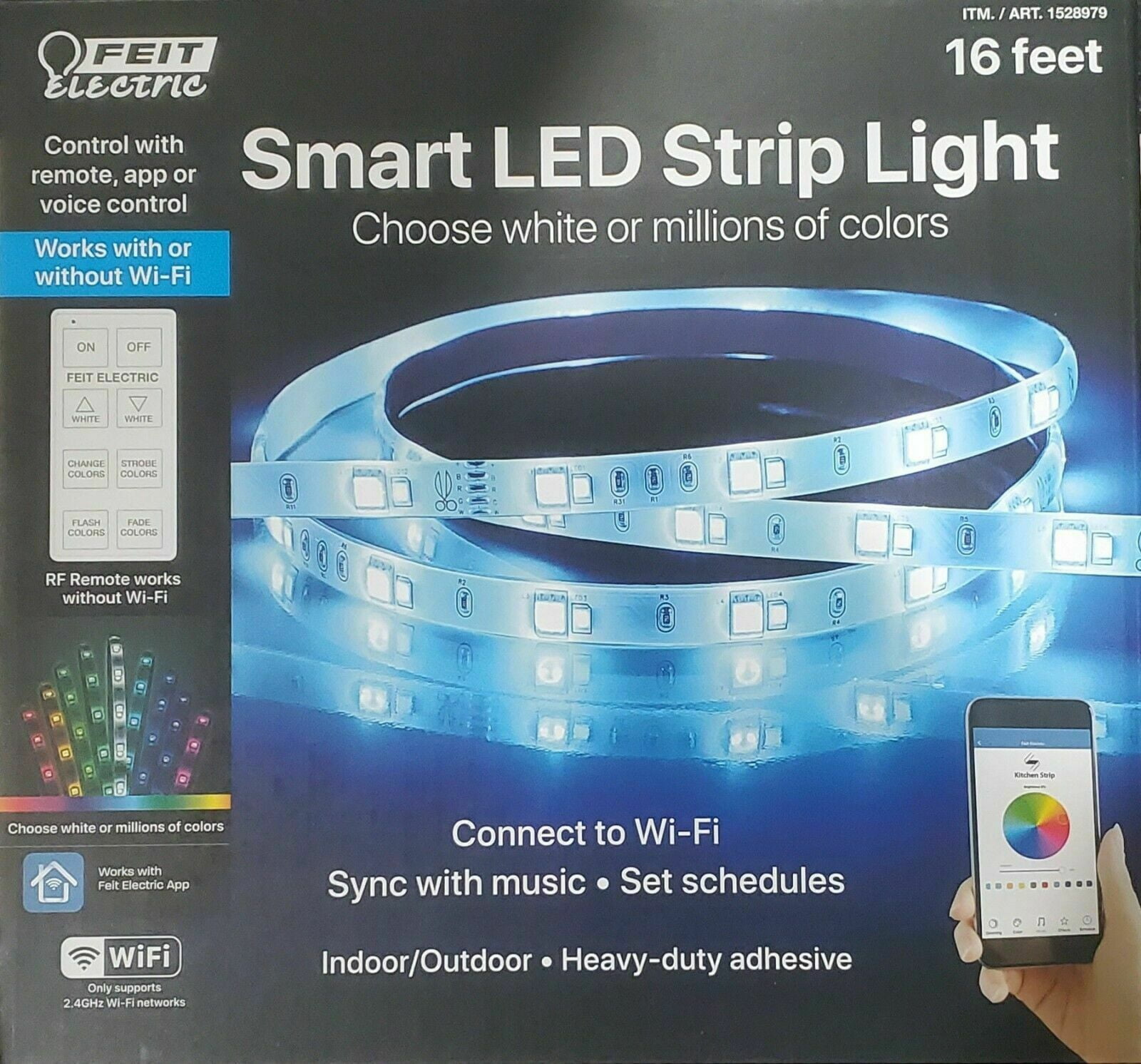 1 Pack works w/ Alexa Siri Feit Electric Smart LED Strip Lights 16 ft Google 