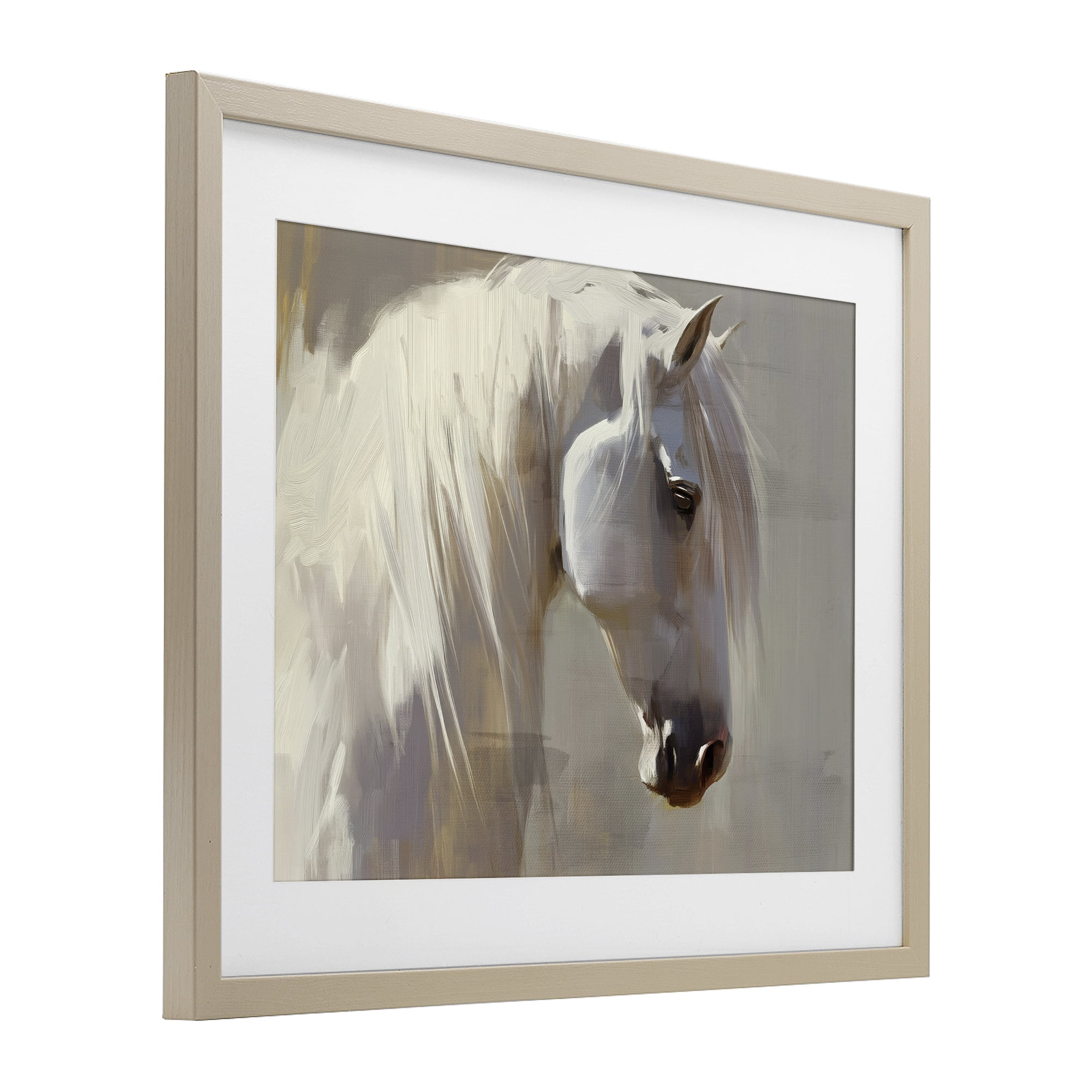 Stupell Industries White Moon Horse Birch Framed Print Under Glass, design by Svetlana Aleynikova