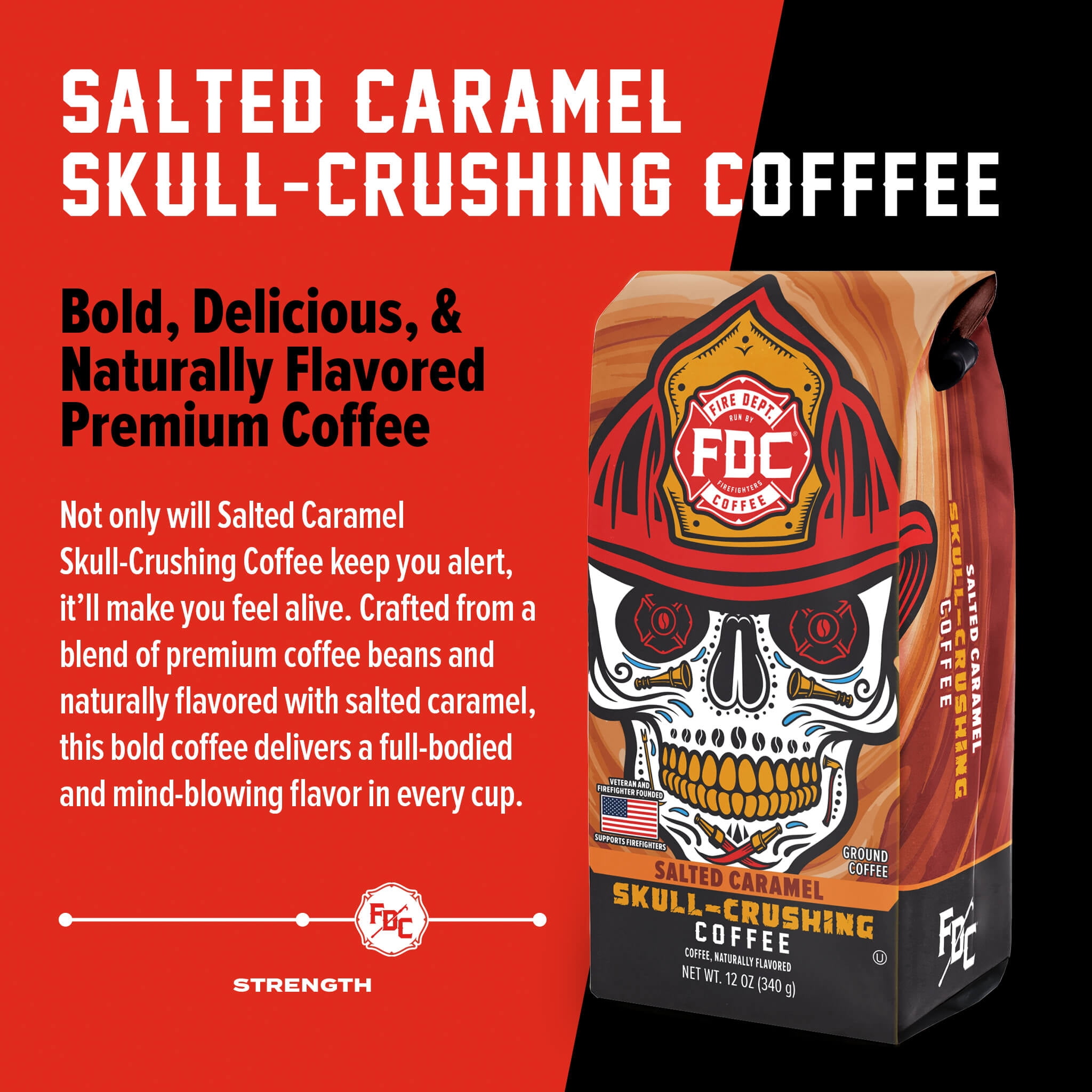 Fire Department Coffee Skull Crushing Salted Caramel Espresso, 12oz