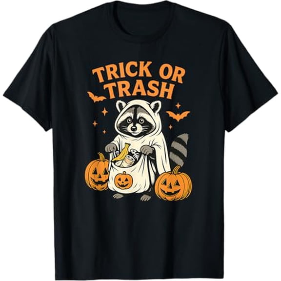 Funny Raccoon Trick or Trash Halloween T-Shirt