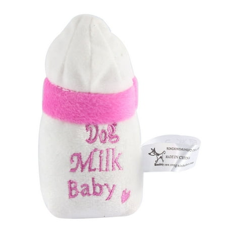 Plush Nursing Bottle Shape Squeeze Playing Chew Squeaky Sound Toy for Pet Cat Dog