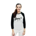thumbnail image 2 of Thread Tank Slaying It Unisex 3/4 Sleeves Baseball Raglan White Black Small, 2 of 4
