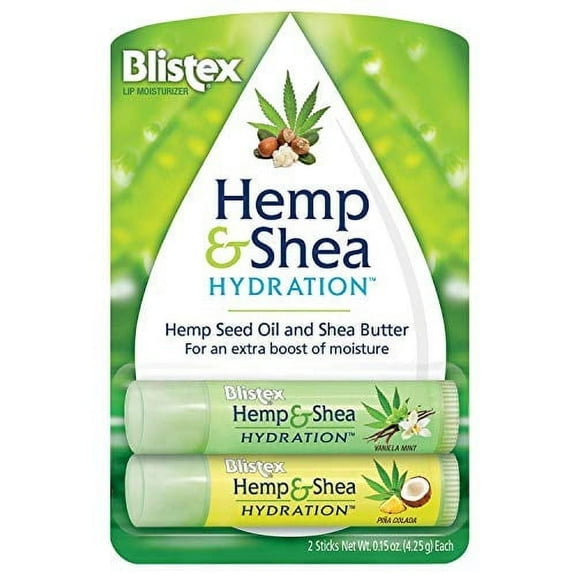 Blistex Hemp & Shea Hydration with Shea Butter & Hemp Seed Oil, 0.15 oz, 2 Count - 1 Pack
