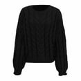 thumbnail image 4 of Arlun Fall Winter Cable Knit Sweaters for Women 2026 Trendy Oversized Crewneck Pullover Sweater Long Sleeve Solid Color Casual Loose Fit Comfy Outwear Tops 2026 Black XL, 4 of 4