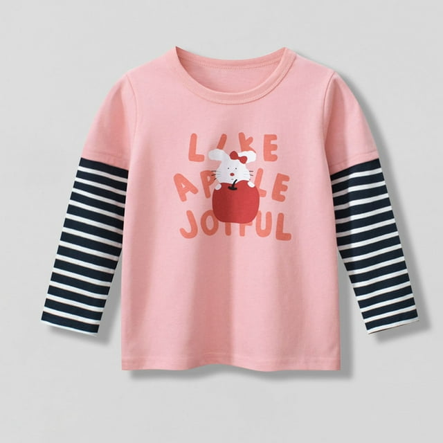 Cowsor Girls' and Toddler Fall and Holiday Embroidered Graphic Long Sleeve T-Shirts