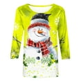 thumbnail image 4 of GERsome Womens Christmas Tops Women's Cute Xmas Snowman Shirts Funny Graphic 3/4 Length Sleeve Tops Round Neck Shirt Basic Ladies Clothing Size L, 4 of 5