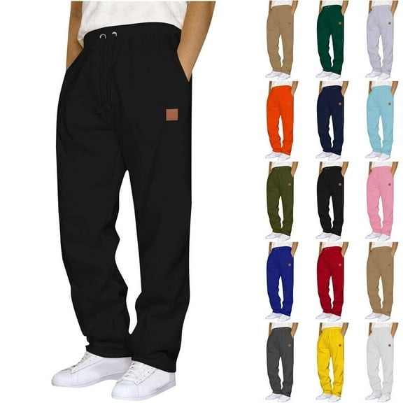 LONKITO Mens Sweatpants Open Bottom Athletic Workout Sweat Pants with 3 Pockets Drawstring Joggers Sweatpants Elastic Waist Light Blue M