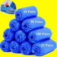 thumbnail image 1 of Shoe Covers Disposable | 10/25/50 and More Pairs - One Size Fits All | Non Slip, Disposable Shoe Covers for Indoors | Disposable Booties Shoe Protector - Waterproof, Plastic Single Use | Blue, 1 of 8