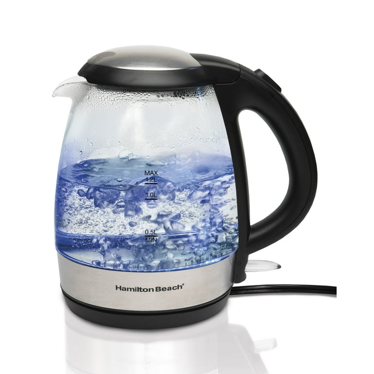 Hamilton Beach 1.2L Glass Electric Kettle, 1500W, Stainless, Auto